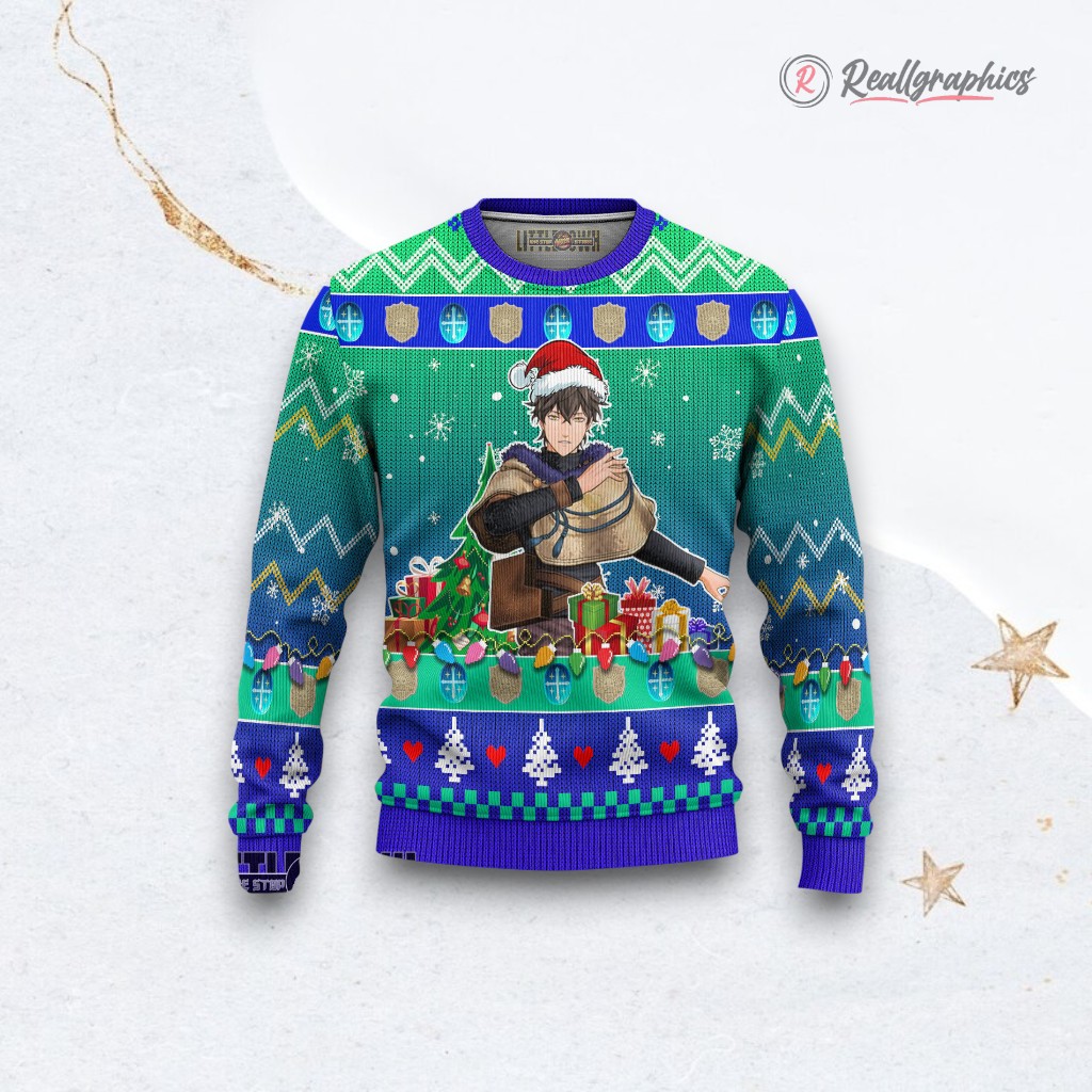Black Clover Ugly Sweater Yuno Xmas Ugly Sweatshirt, Sweater Black Clover Ugly Sweater Yuno Xmas Ugly Sweatshirt, Sweater