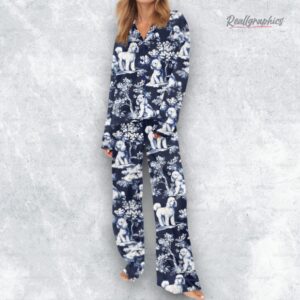 blue poodle dog satin pajama set 1 z7mle2