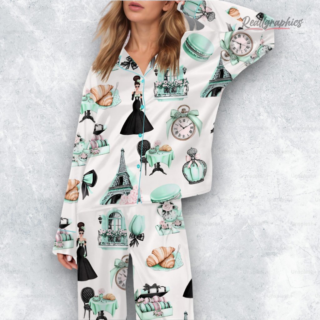breakfast at paris satin pajama set 2 pbao9k