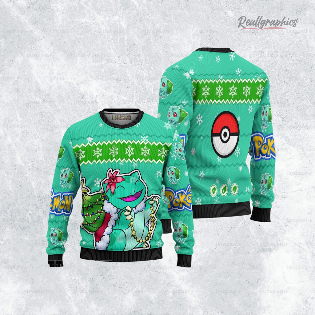 bulbasaur pokemon anime christmas ugly sweater anime xmas gift ideas 3 zdbwpg