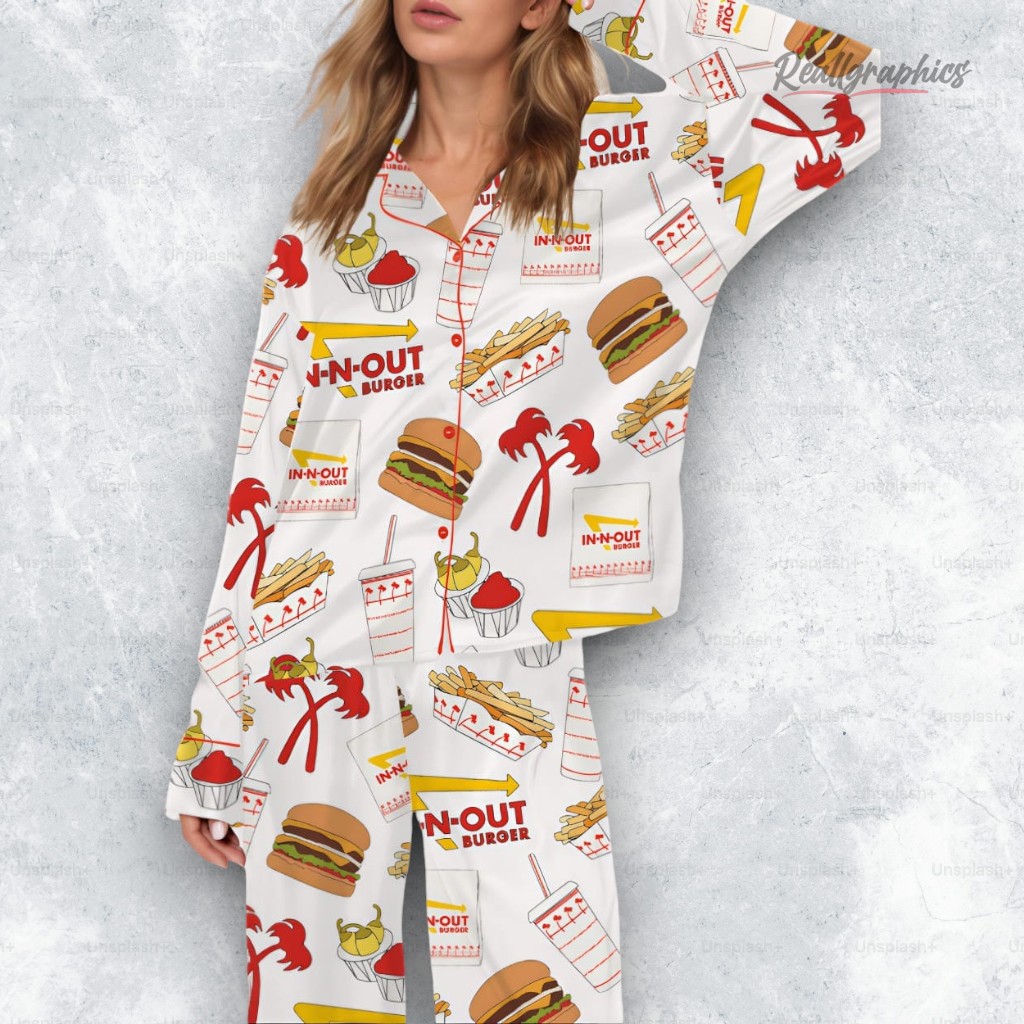 burger fast food satin pajama set 2 elh4ez