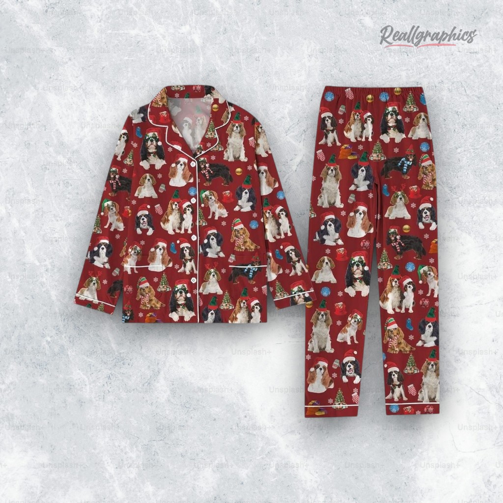 caalier king charles spaniel christmas pajamas set 2 qykini