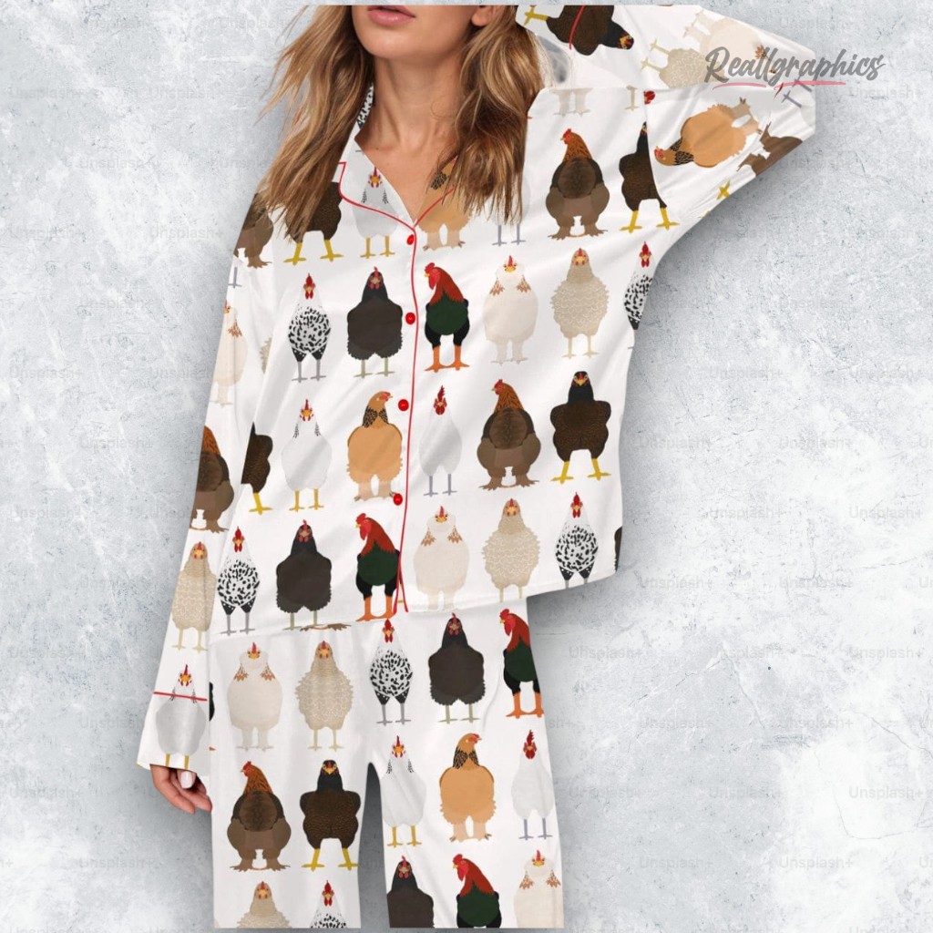 chicken mom silky satin pajama set 2 hmqs8m