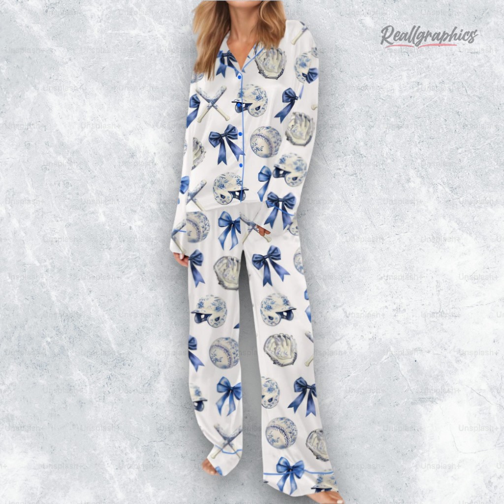 Chinoiserie Baseball Satin Pajama Set Chinoiserie Baseball Satin Pajama Set