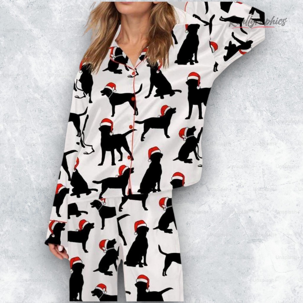 christmas black labrador satin pajama set 2 apz3oh