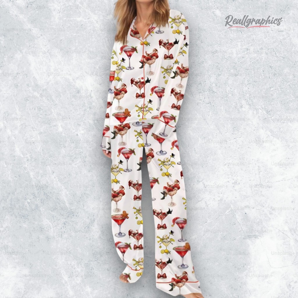 Christmas Drink Satin Pajama Set Christmas Drink Satin Pajama Set