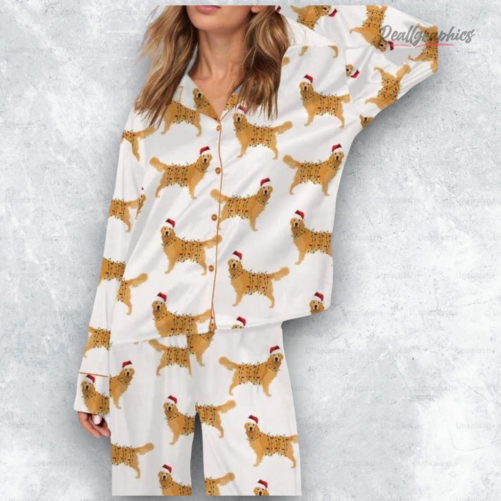 christmas golden retrieer pajama set 2 wo6yix