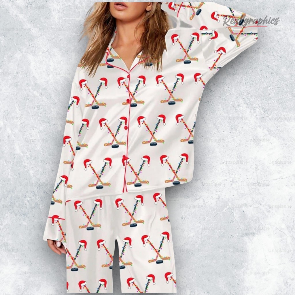 christmas hockey pajama set 2 lslmjn