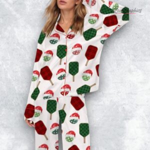 christmas pickleball satin pajama set 1 ooauu7