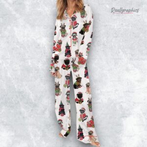 christmas pug silky satin pajama set 1 zjg7fo