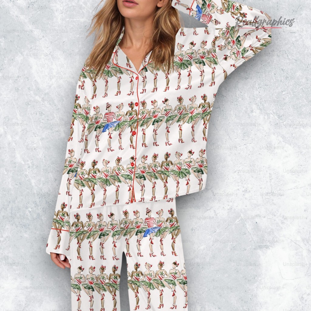 christmas radio city rockette silky satin pajama set 2 hst8aj