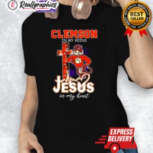 clemson tigers football in my veins and jesus in my heart christian mascot shirt 1 ihswee