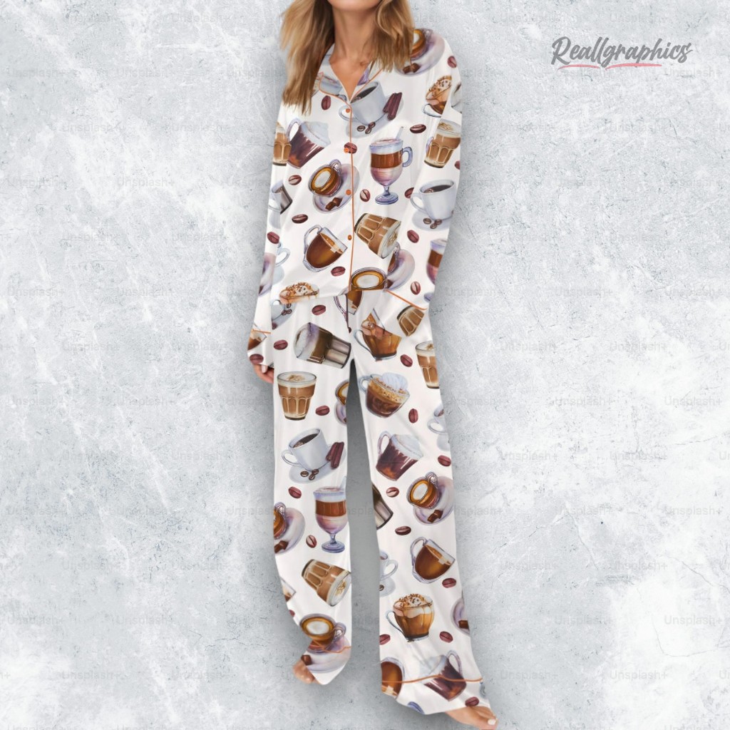 Coffee Cup Satin Pajama Set Coffee Cup Satin Pajama Set