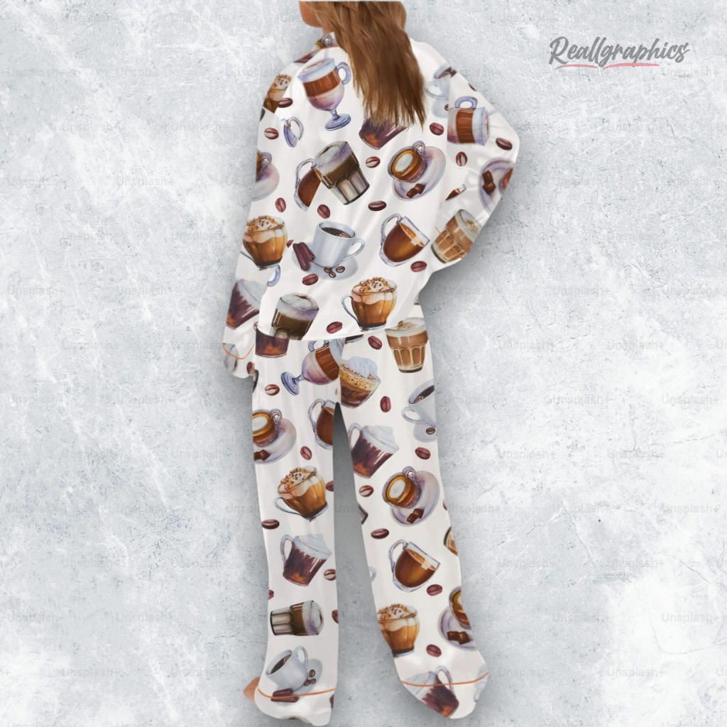 coffee cup satin pajama set 2 owc0o1