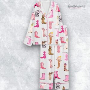 colorful cowboy boot flowers satin pajama set 1 hqbpaa