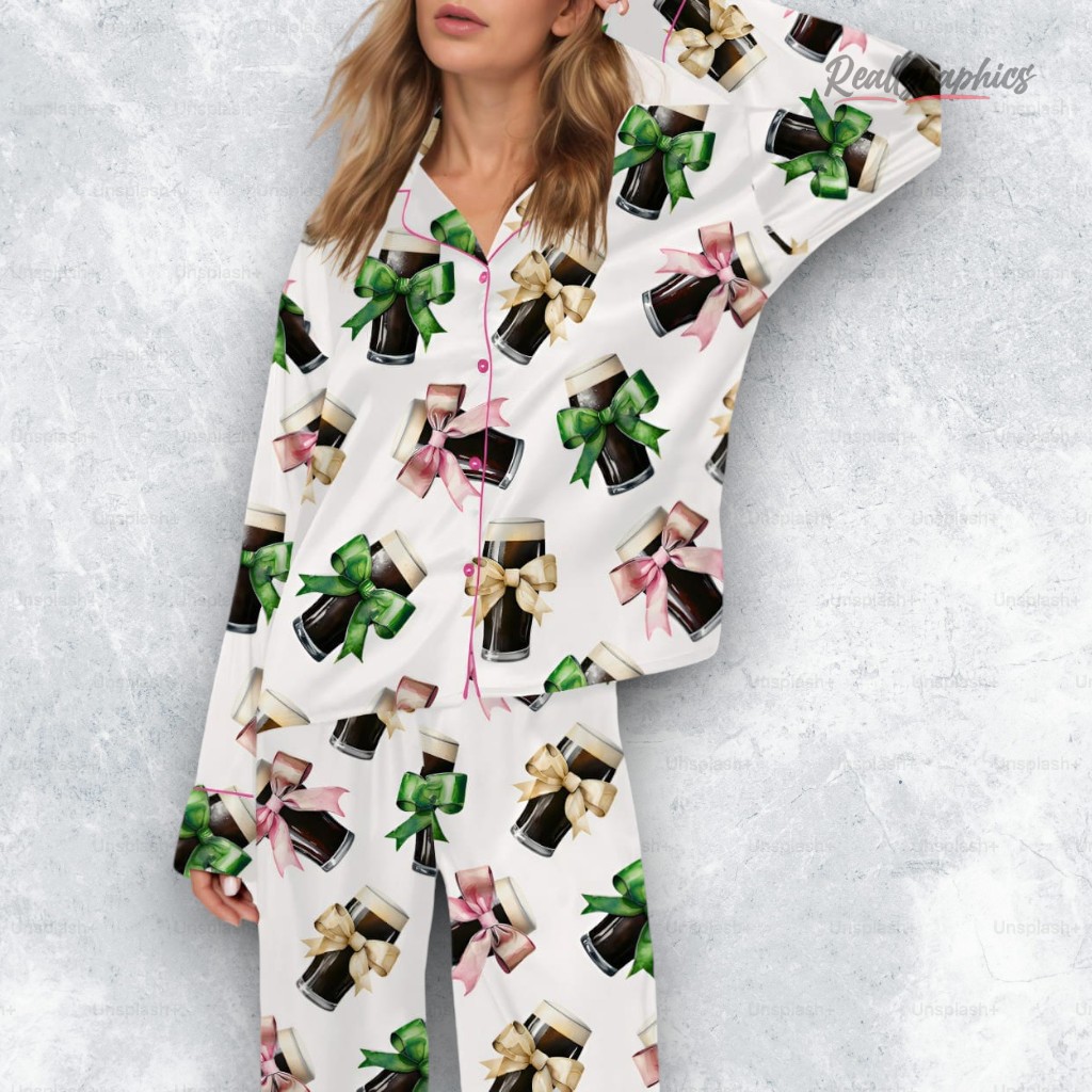 Coquette Black Beer Satin Pajama Set Coquette Black Beer Satin Pajama Set