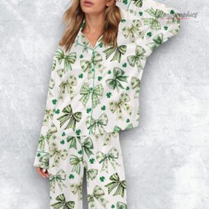coquette bow st patricks day satin pajama set 1 chio1w