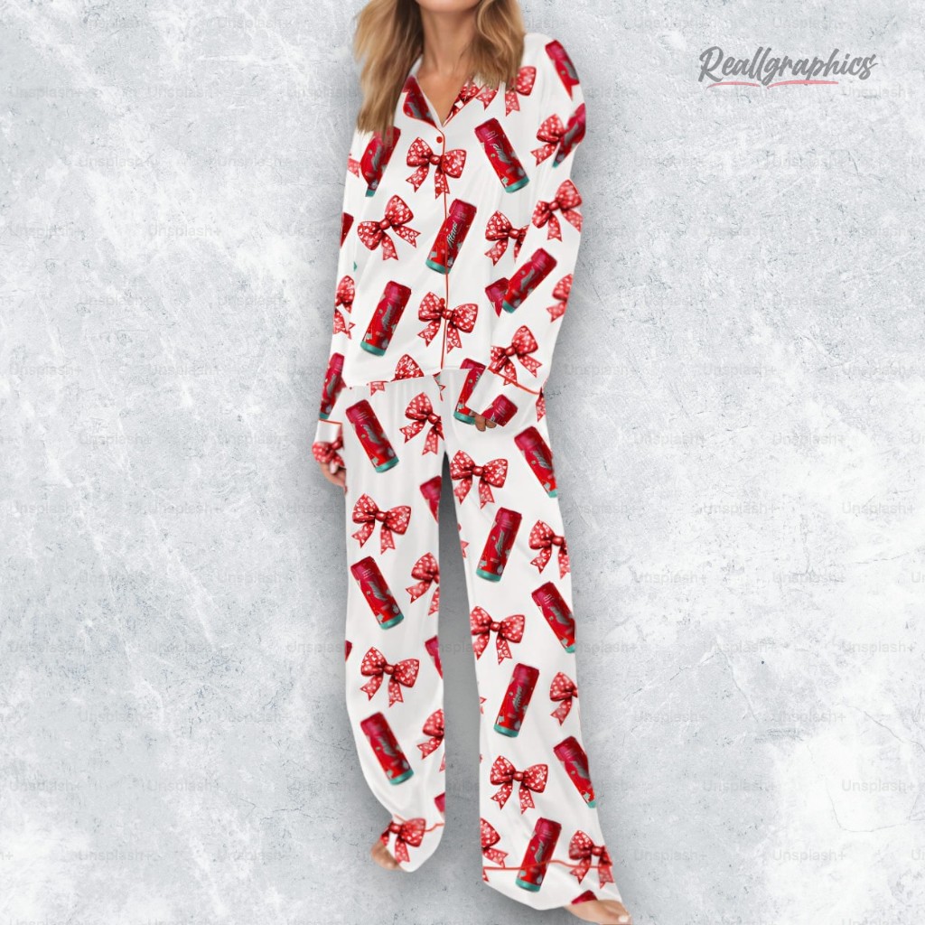 Coquette Cherry Energy Drinks Satin Pajama Set Coquette Cherry Energy Drinks Satin Pajama Set