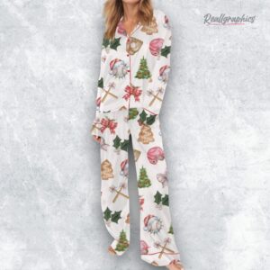 coquette christmas baseball satin pajama set 1 ulhsfh