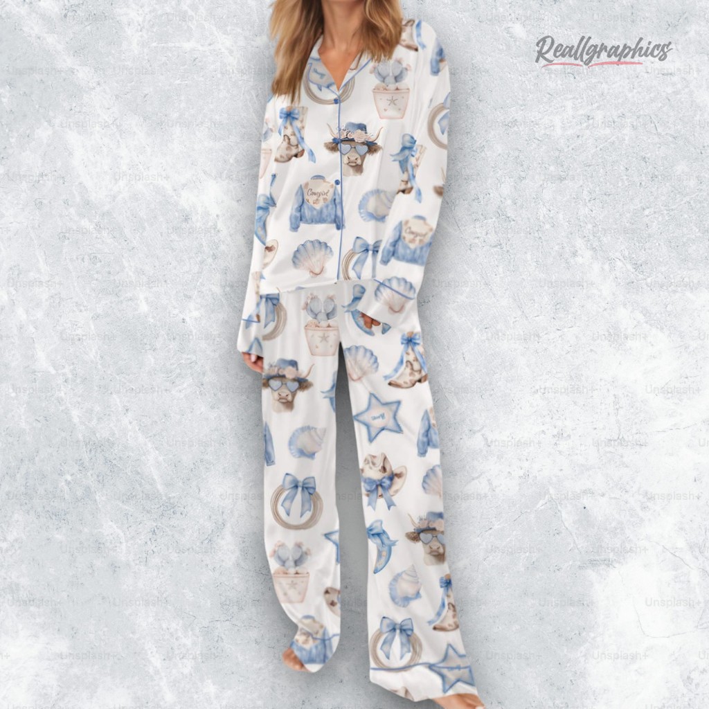 Coquette Coastal Cowgirl Satin Pajama Set Coquette Coastal Cowgirl Satin Pajama Set