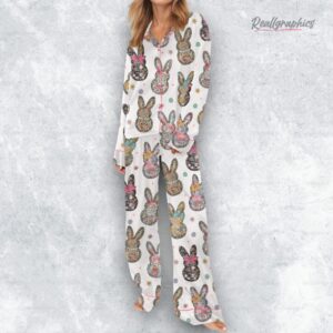 coquette easter bunny floral satin pajama set 1 bqruex