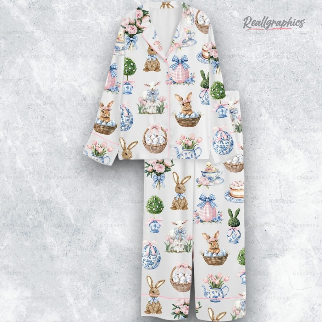 Coquette Easter Bunny Satin Pajama Set Coquette Easter Bunny Satin Pajama Set