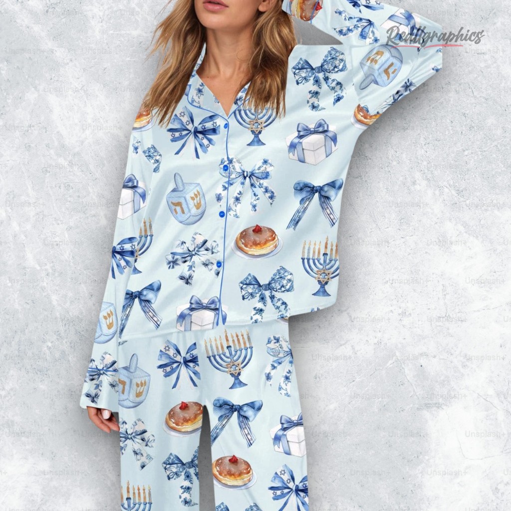 coquette hanukkah silky satin pajama set 2 rtdapq