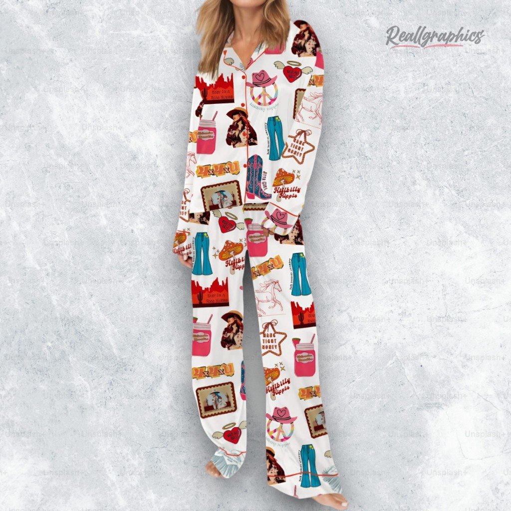 country music cowgirl satin pajama set 2 wiswtd