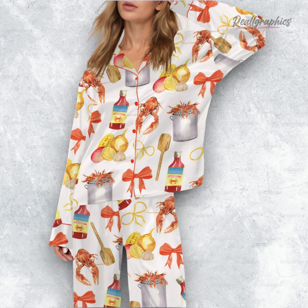 Crawfish Boil Party Satin Pajama Set Crawfish Boil Party Satin Pajama Set