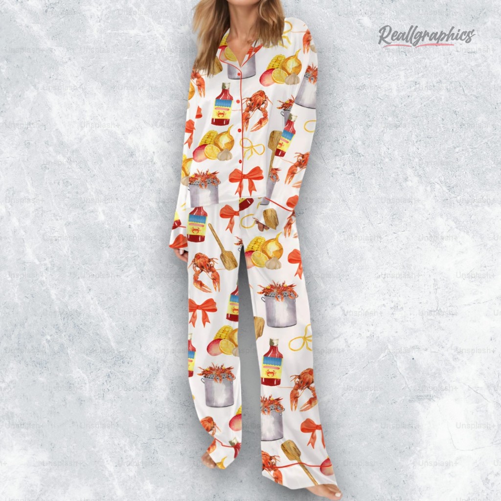 crawfish boil party satin pajama set 2 x2qbdl
