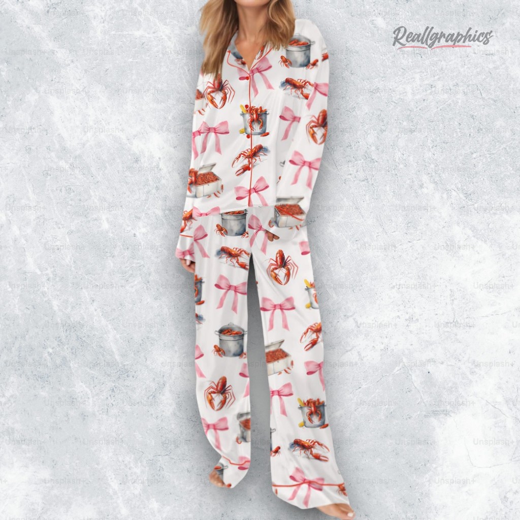Crawfish Coquette Satin Pajama Set Crawfish Coquette Satin Pajama Set