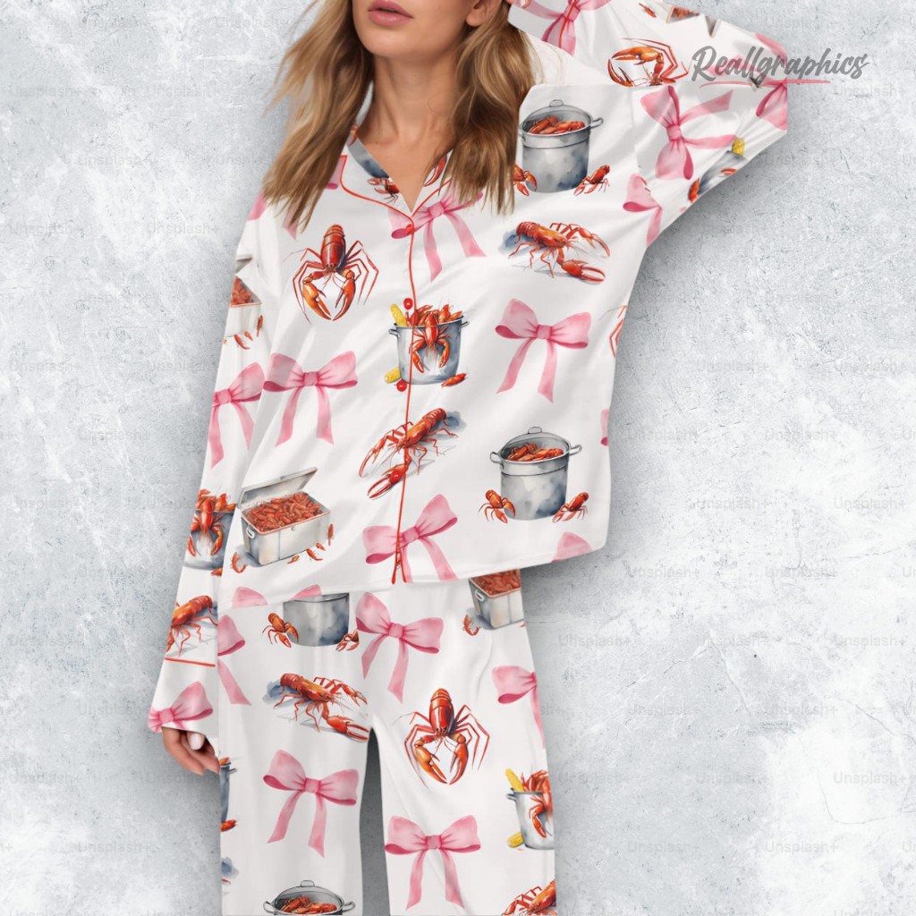 crawfish coquette satin pajama set 2 vbrvsp
