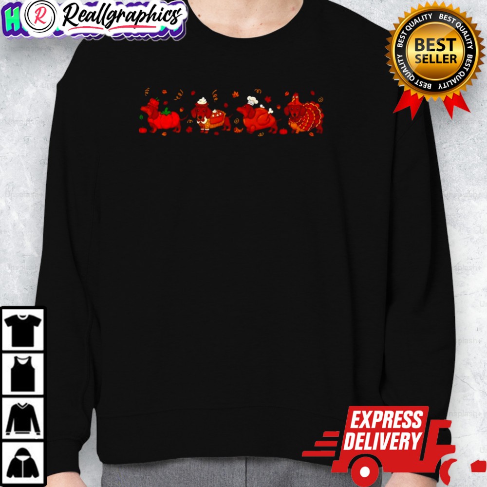 dachshund dog pumpkin pie turkey thanksgiing shirt 2 zql29v