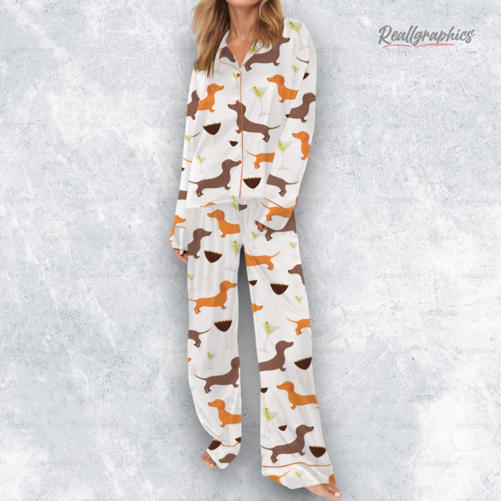Dachshund Weenies And Tinis Satin Pajama Set Dachshund Weenies And Tinis Satin Pajama Set