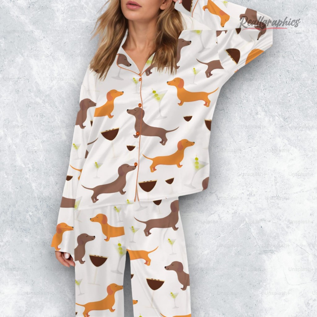 dachshund weenies and tinis satin pajama set 2 inlhkr