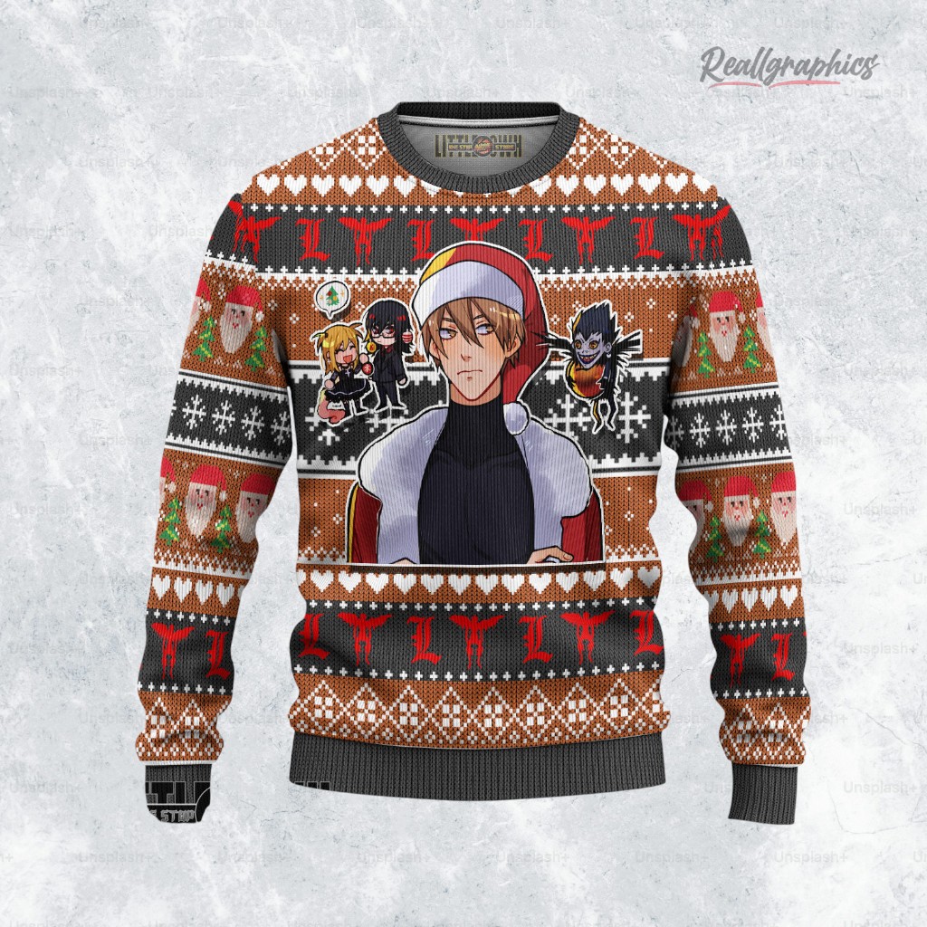 Death Note Ugly Sweater Custom Light Yagami Sweatshirt Death Note Ugly Sweater Custom Light Yagami Sweatshirt