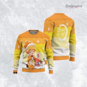 demon slayer agatsuma zenitsu anime christmas ugly sweater anime xmas gift ideas 3 k1bjbk