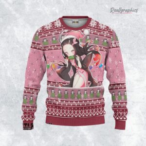 demon slayer ugly sweater custom nezuko kamado sweatshirt 2 zzjofa