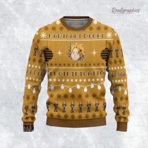 denki kaminari ugly christmas sweater my hero academia sweatshirt 1 xzrxbd