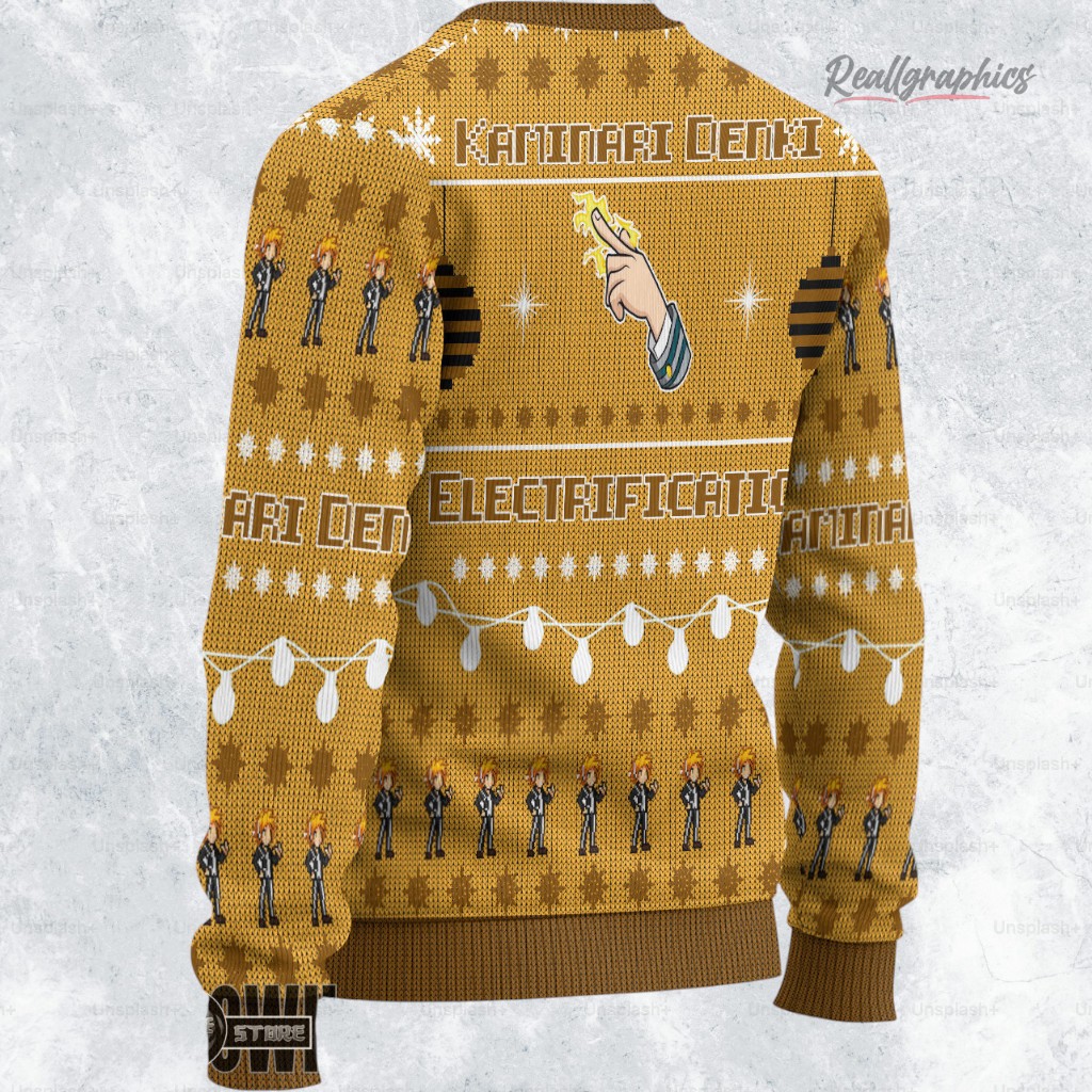 denki kaminari ugly christmas sweater my hero academia sweatshirt 2 co4z2t