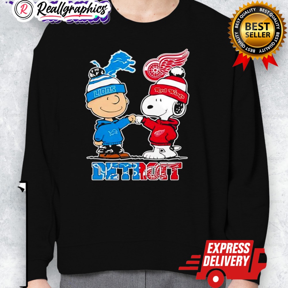 detroit lions and red wings x snoopy charlie brown shirt 2 op8mqp