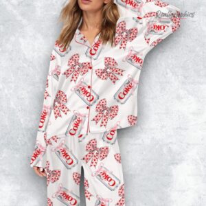 diet drinks pink bow coquette satin pajama set 1 pkx876