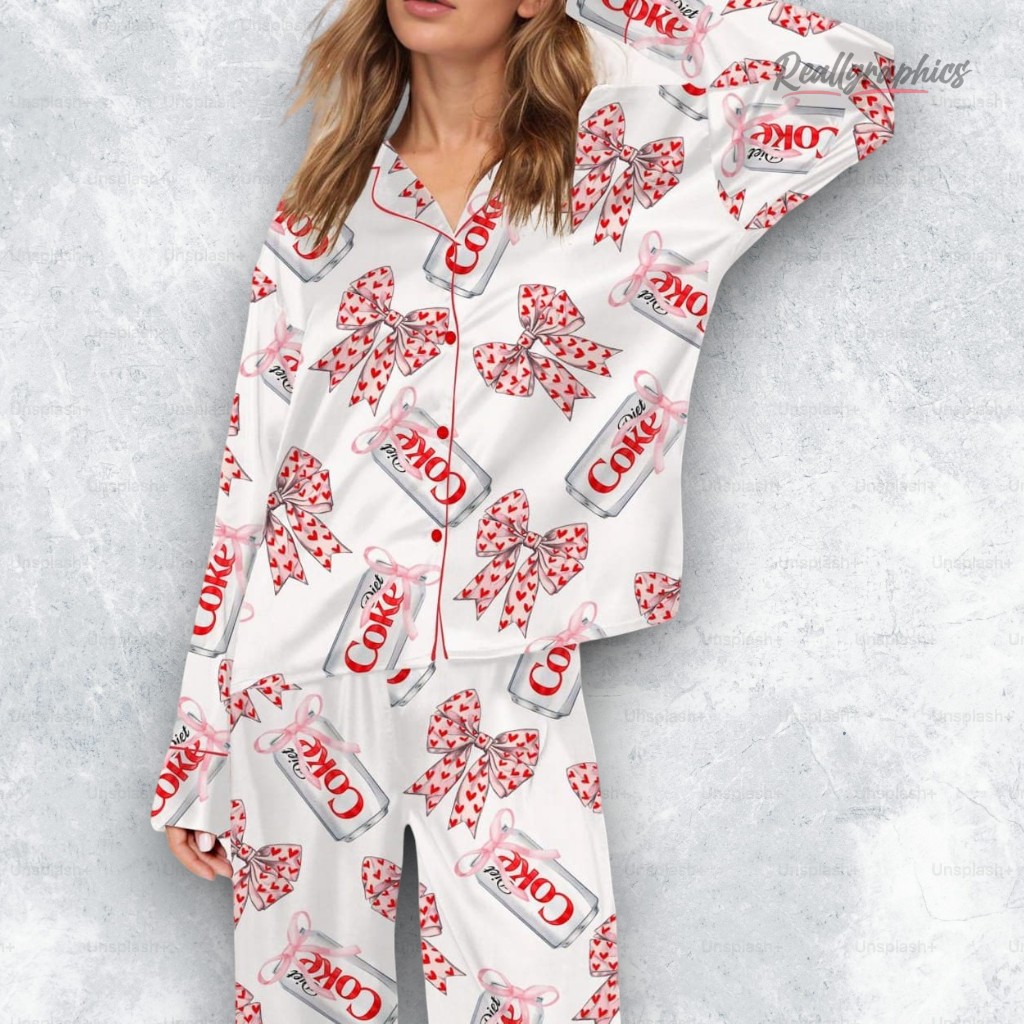 Diet Drinks Pink Bow Coquette Satin Pajama Set Diet Drinks Pink Bow Coquette Satin Pajama Set