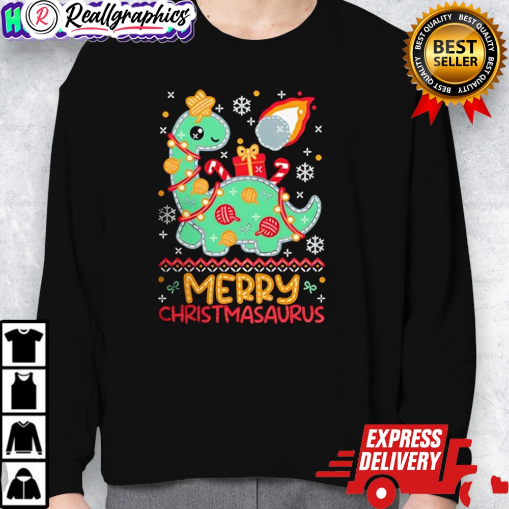 dinosaur merry christmasaurus ugly christmas shirt 2 b35nvt