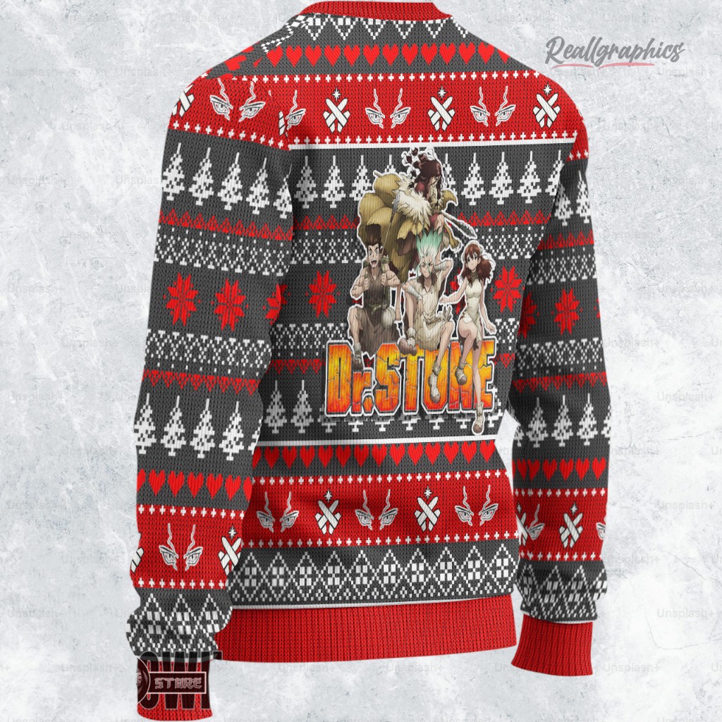 dr stone characters ugly christmas sweater 2 ysvaxv
