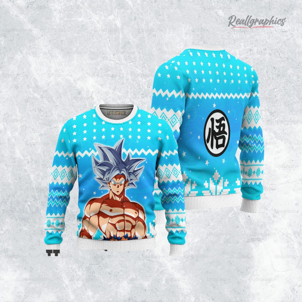 Dragon Ball Goku Ultra Instinct Anime Christmas Ugly Sweater Anime Xmas Gift Ideas Dragon Ball Goku Ultra Instinct Anime Christmas Ugly Sweater Anime Xmas Gift Ideas
