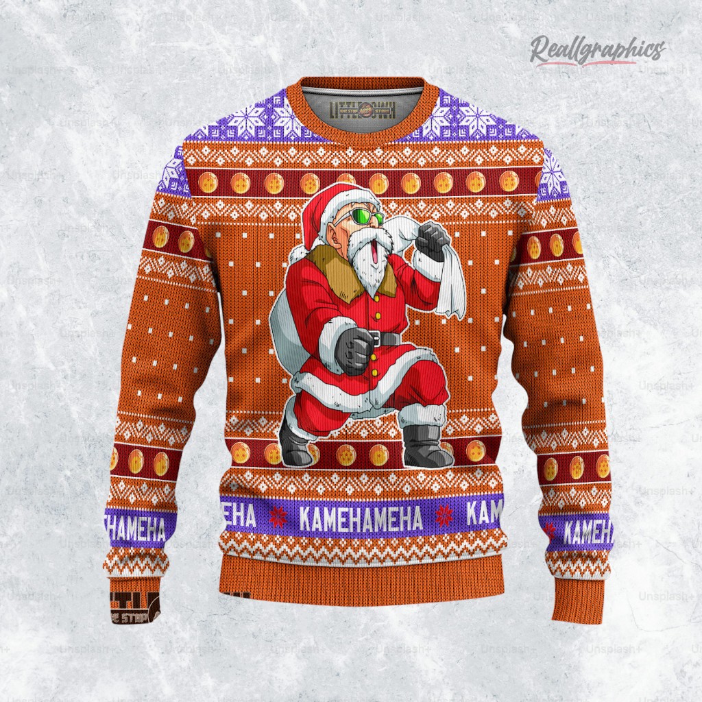 Dragon Ball Ugly Christmas Sweater Master Roshi Custom Anime Sweatshirt Dragon Ball Ugly Christmas Sweater Master Roshi Custom Anime Sweatshirt