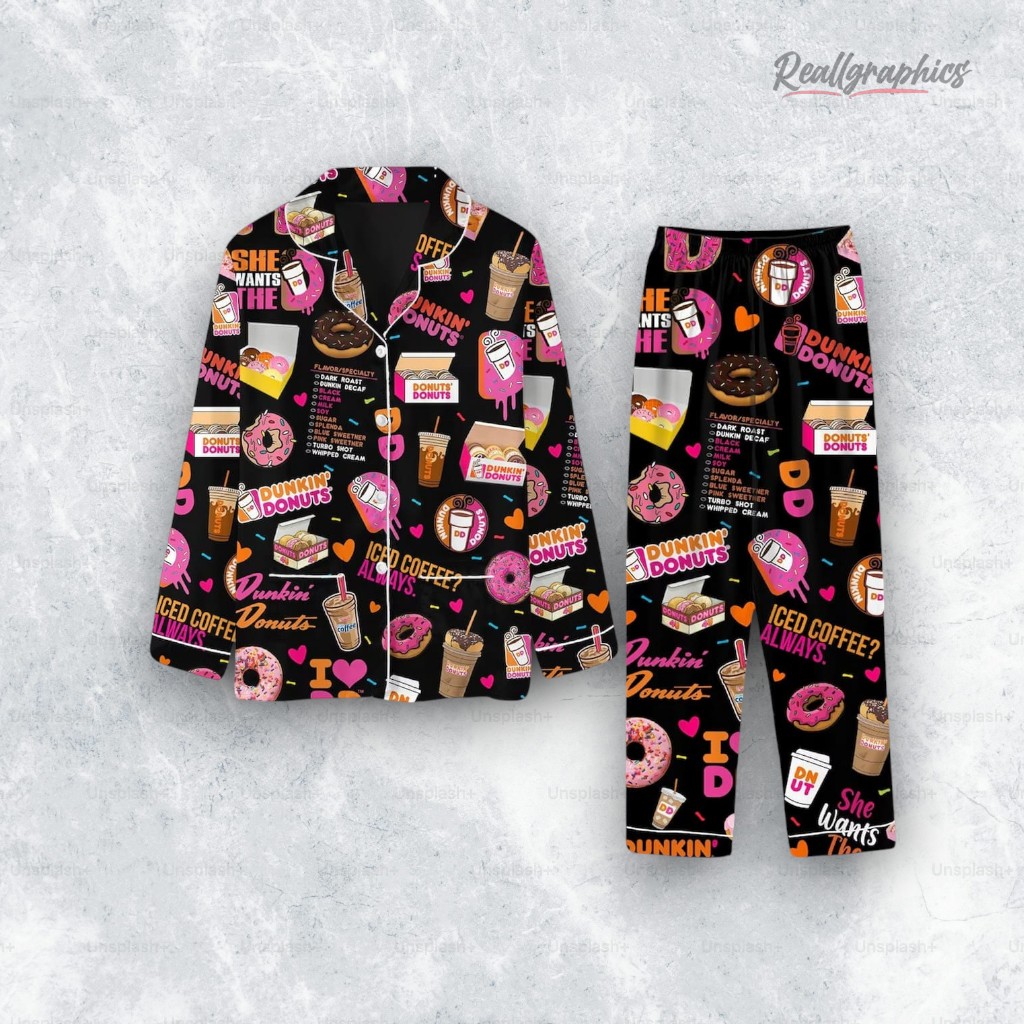 dunkin donuts christmas pajamas set 2 maaxsc