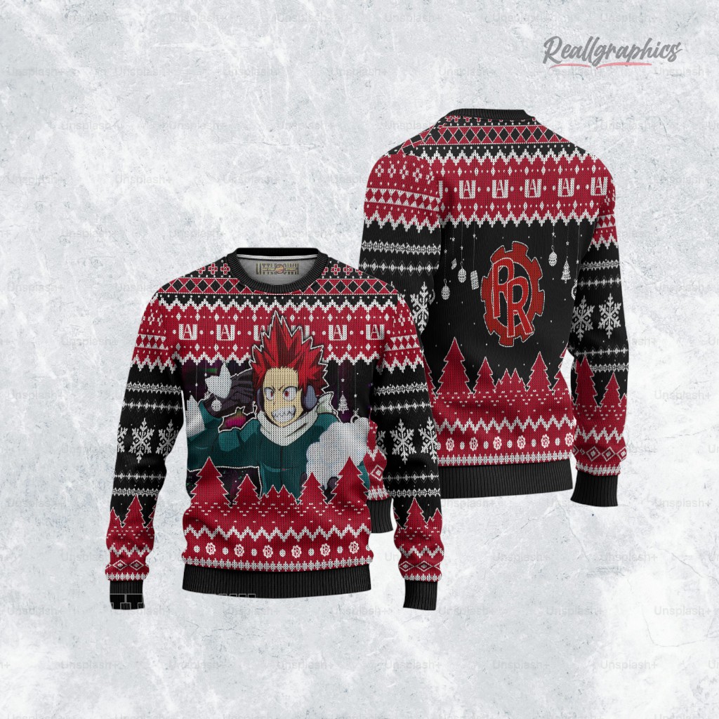 eijiro kirishima my hero academia anime christmas ugly sweater anime xmas gift ideas 3 sdvuoz