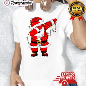 family xmas dabbing santa christmas lights snow shirt 1 cm0uog